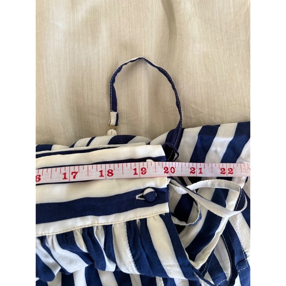 Eva Mendes Striped Maxi Skirt XL Navy White Flowy Tassel Tie Waist - Picture 7 of 7